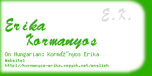 erika kormanyos business card